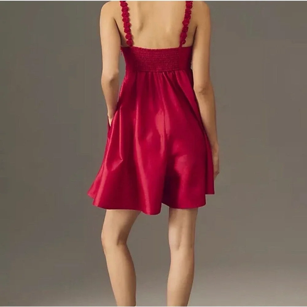 Anthropologie Hutch Rosette‎ Strap Mini Dress XL Pink Floral Cottagecore